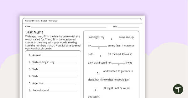 Go to Comical Chronicle Worksheets for 2nd Graders teaching resource