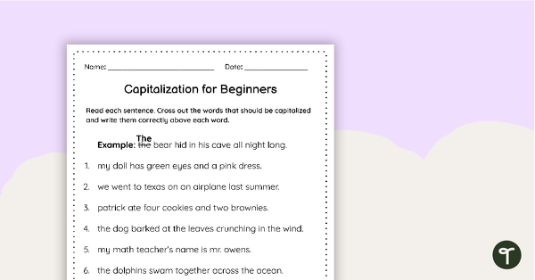 Go to Capitalization for Beginners - Worksheet teaching resource