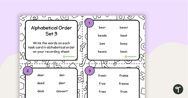 Go to Alphabetical Order Task Cards - Set 3 teaching resource