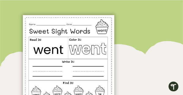 Go to Sweet Sight Words Worksheet - WENT teaching resource