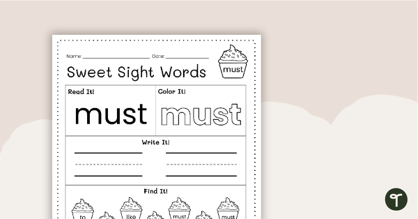 Go to Sweet Sight Words Worksheet - MUST teaching resource