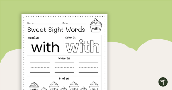 Go to Sweet Sight Words Worksheet - WITH teaching resource