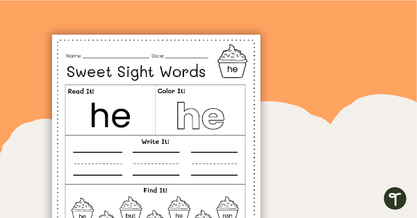 Go to Sweet Sight Words Worksheet - HE teaching resource