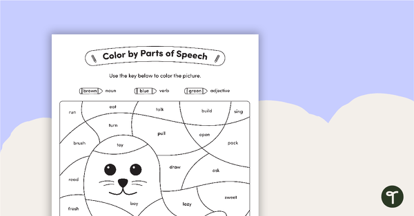 Go to Color by Parts of Speech - Nouns, Verbs, and Adjectives - Seal teaching resource