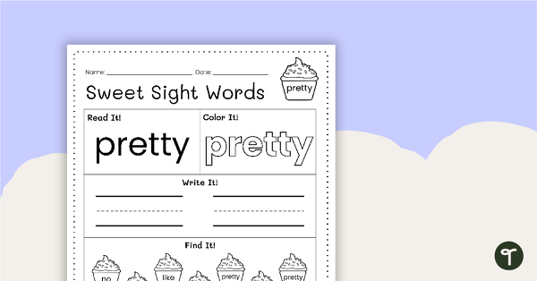 Go to Sweet Sight Words Worksheet - PRETTY teaching resource