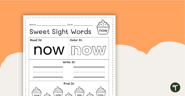 Go to Sweet Sight Words Worksheet - NOW teaching resource