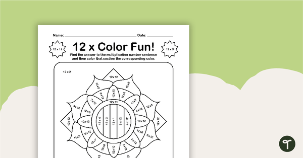 Go to Color by Number - Multiplication Facts of 12 teaching resource