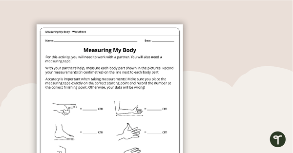 Go to Measuring My Body – Length Worksheet teaching resource