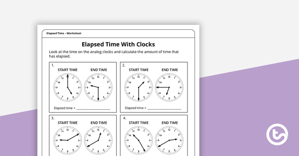 Go to Elapsed Time With Clocks – Worksheet teaching resource