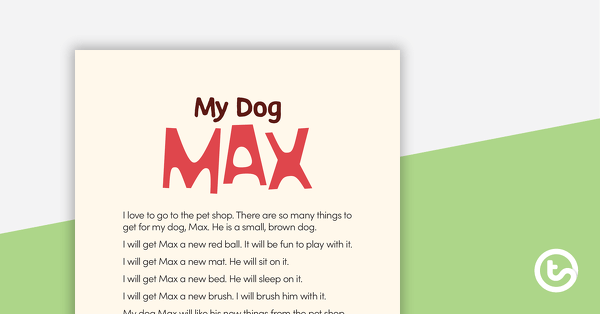 Go to My Dog Max – Comprehension Worksheet teaching resource