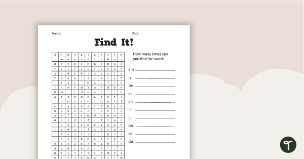 Go to Find It! - Sight Word Worksheets teaching resource