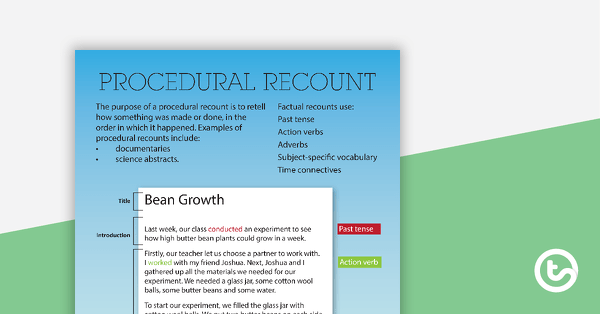 Go to Procedural Recount Text Structure Anchor Chart - With Annotations teaching resource