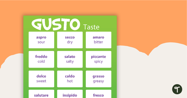 Go to Taste/Gusto - Italian Language Poster teaching resource