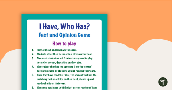 Go to I Have, Who Has? Fact vs Opinion Game teaching resource