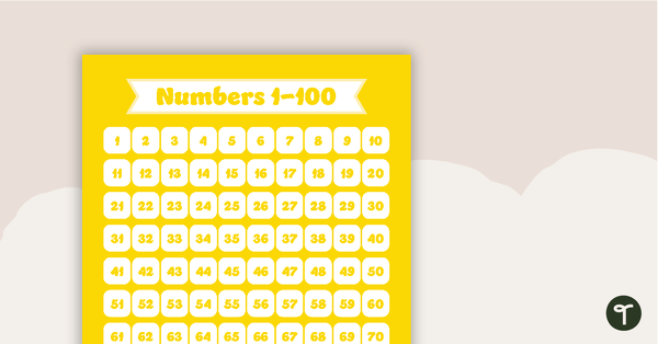 Go to Plain Yellow - Numbers 1 to 100 Chart teaching resource