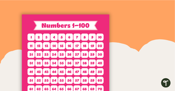 Go to Plain Pink - Numbers 1 to 100 Chart teaching resource