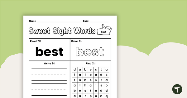 Go to Sweet Sight Words Worksheet - BEST teaching resource