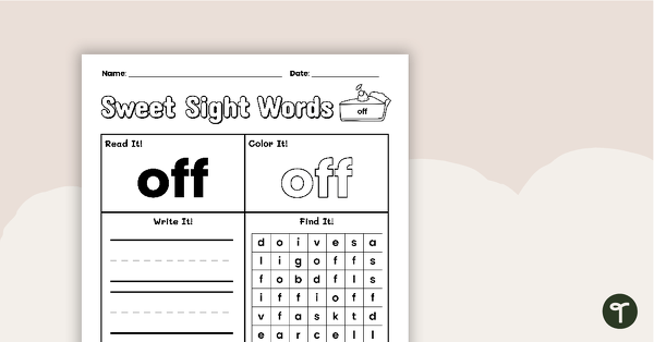 Go to Sweet Sight Words Worksheet - OFF teaching resource