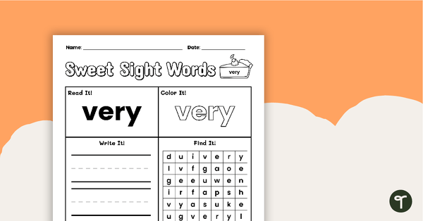 Go to Sweet Sight Words Worksheet - VERY teaching resource