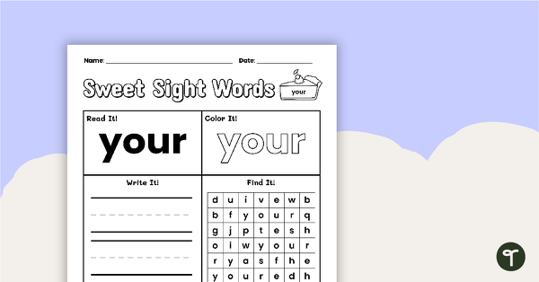 Go to Sweet Sight Words Worksheet - YOUR teaching resource