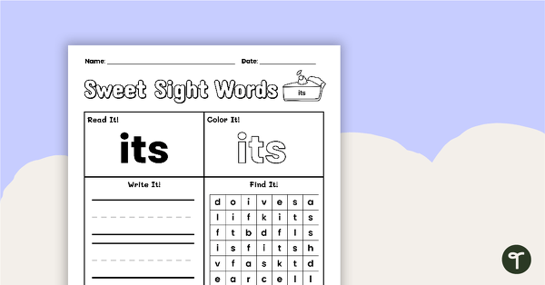 Go to Sweet Sight Words Worksheet - ITS teaching resource