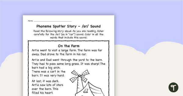 Go to Phoneme Spotter Story – /ar/ Sound teaching resource