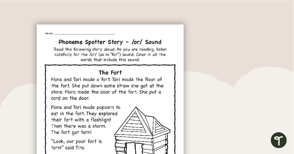 Go to Phoneme Spotter Story – /or/ Sound teaching resource