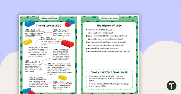 Go to Comprehension Task Cards - Recalling Facts And Details teaching resource