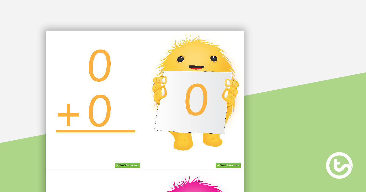 1-10 Addition Flashcards - Monsters (Vertical) teaching-resource