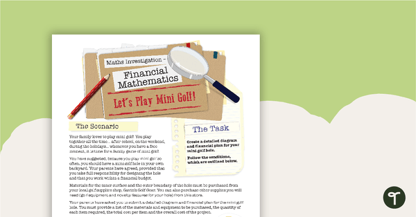 Go to Financial Mathematics Maths Investigation – Let's Play Mini Golf! teaching resource