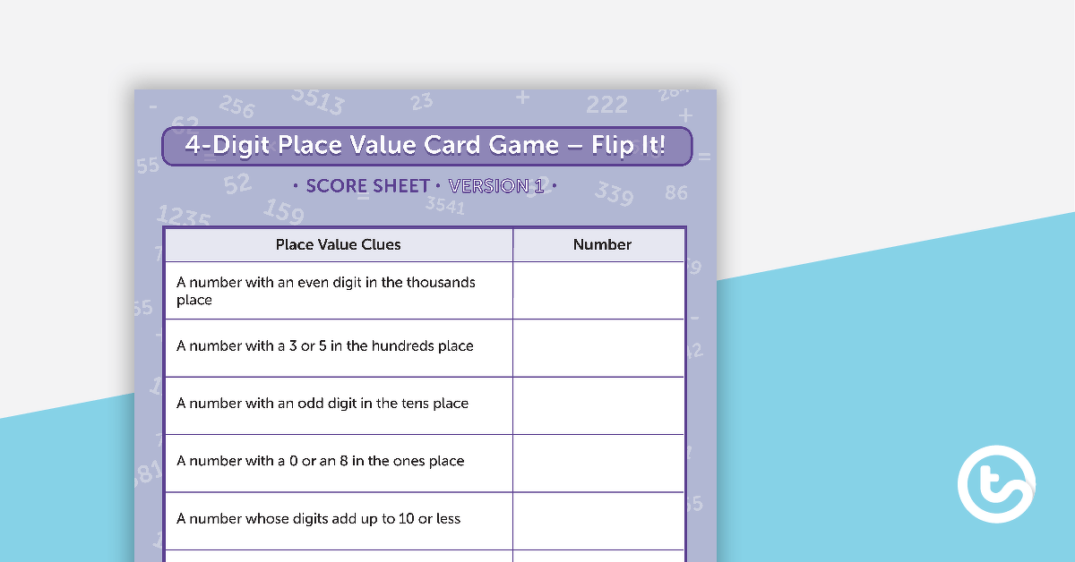 4-Digit Place Value Card Game - Flip It! teaching-resource