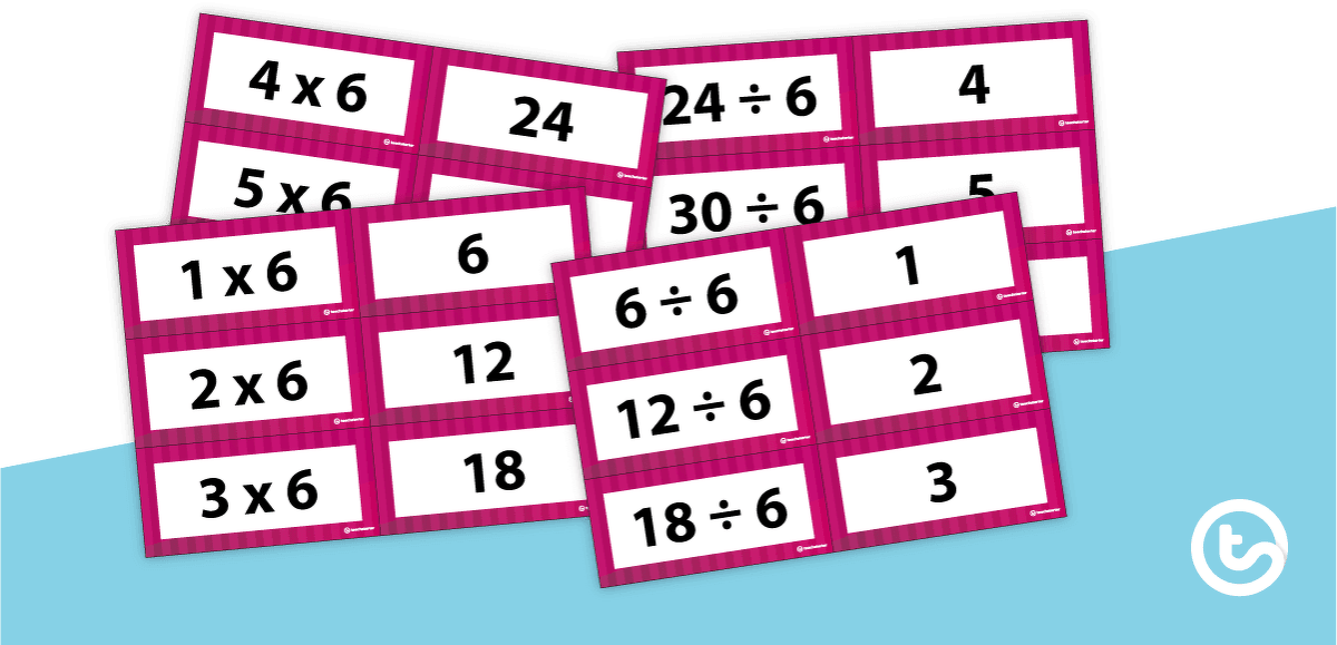 Multiplication and Division Facts Flashcards - Multiples of 6 teaching-resource