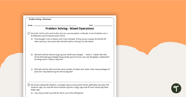 Go to Problem Solving - Mixed Operations teaching resource