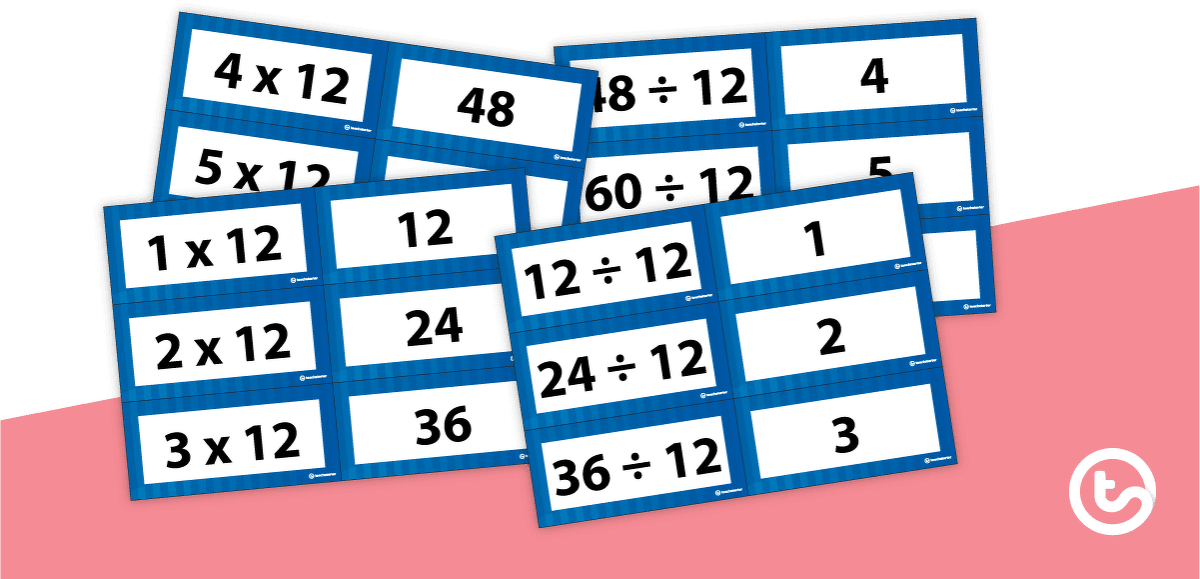 Multiplication and Division Facts Flashcards - Multiples of 12 teaching-resource