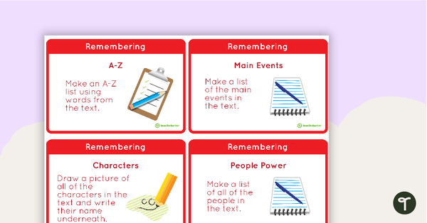 Go to Bloom's Taxonomy Fast Finisher Task Cards - Lower Years teaching resource