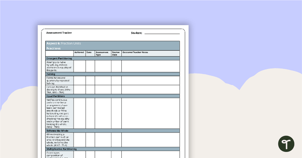 Go to Numeracy Assessment Tracker - Aspect 6: Fraction Units (NSW) teaching resource