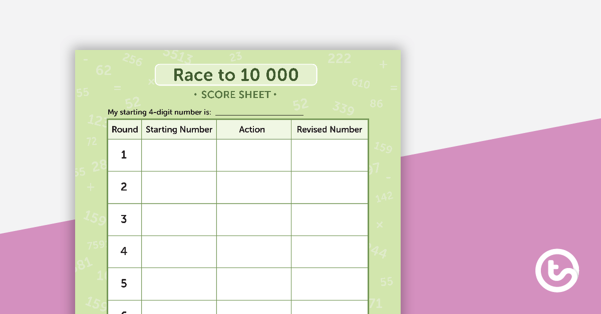 4-Digit Place Value Card Game - Race to 10 000 teaching-resource