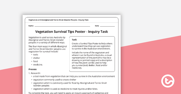 Go to Survival Tips Inquiry Task teaching resource