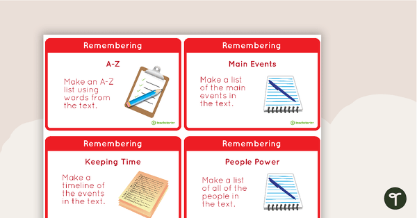 Go to Bloom's Taxonomy Fast Finisher Task Cards - Upper Grades teaching resource