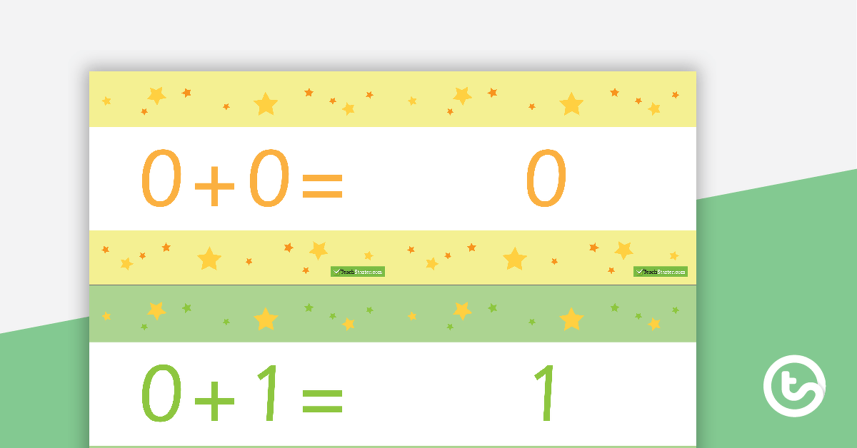 1-10 Addition Flashcards - Stars (Horizontal) teaching-resource