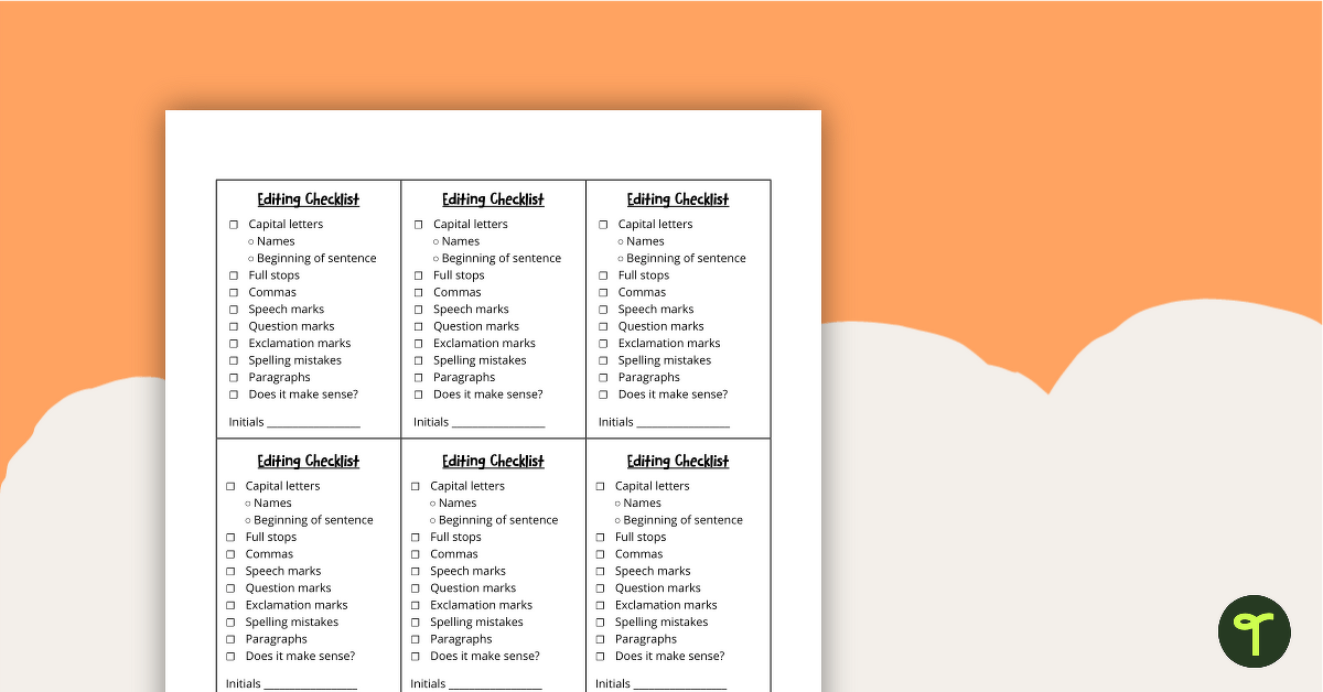 Writing Editing Checklist teaching-resource