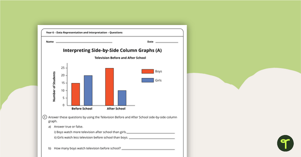 Go to Data Representation and Interpretation Worksheets - Year 6 teaching resource