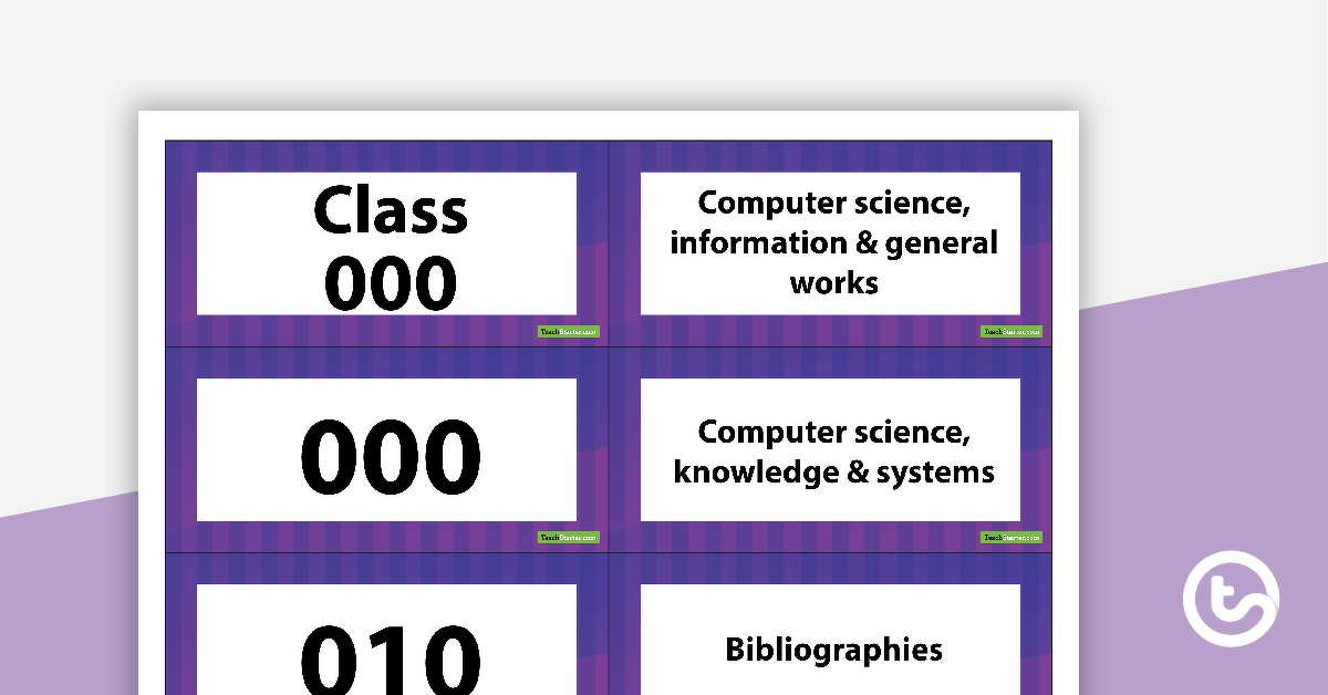 Dewey Decimal Classes - Flashcards teaching-resource