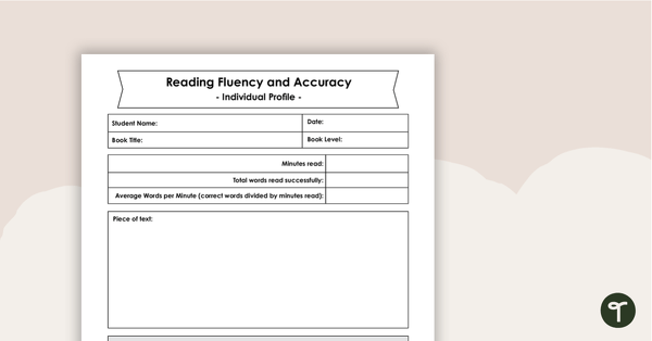 Go to Reading Fluency and Accuracy - Student Tracker teaching resource