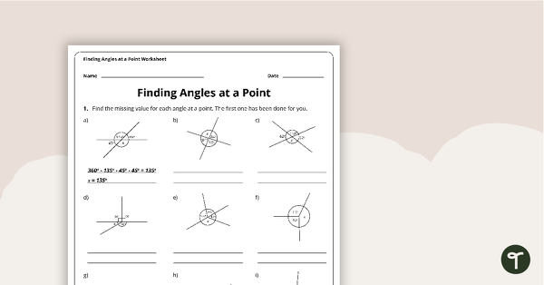 Go to Angles at a Point – 4th Grade Math Worksheet teaching resource