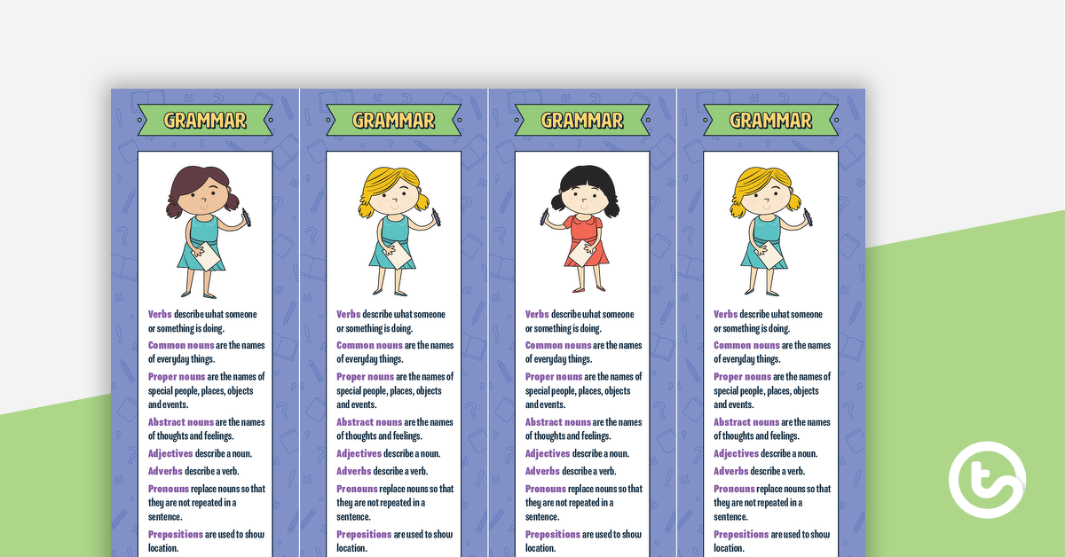 Grammar and Punctuation Checklist Bookmarks teaching-resource