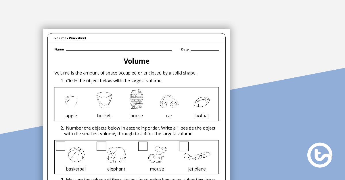 Volume Worksheet teaching-resource