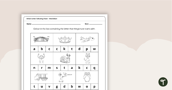 Go to Initial Letter Colouring Worksheet teaching resource