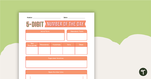 Go to 5-Digit Number of the Day Worksheet teaching resource