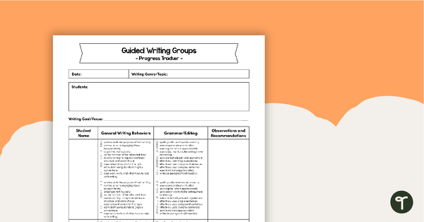 Go to Guided Writing Groups - Progress Tracker teaching resource